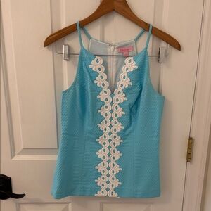 Lilly Pulitzer Aqua and Cream Top